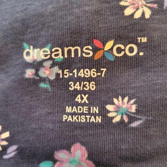 Dreams Co Blue Floral Nightgown 4X Cotton Long Modest House Dress‎ Lounge - Picture 3 of 7